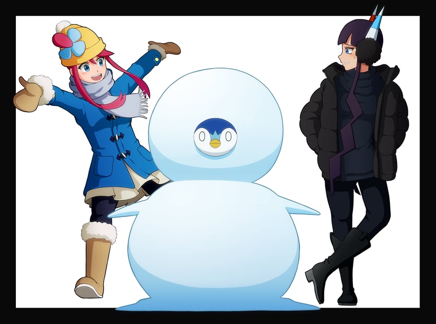 piplup, skyla, and elesa (pokemon and 1 more) drawn by hassaku_(troillungan)
