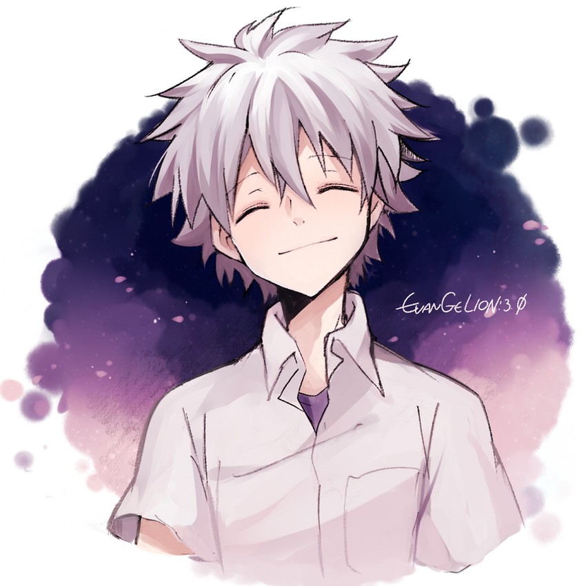nagisa kaworu (neon genesis evangelion and 2 more) drawn by u35