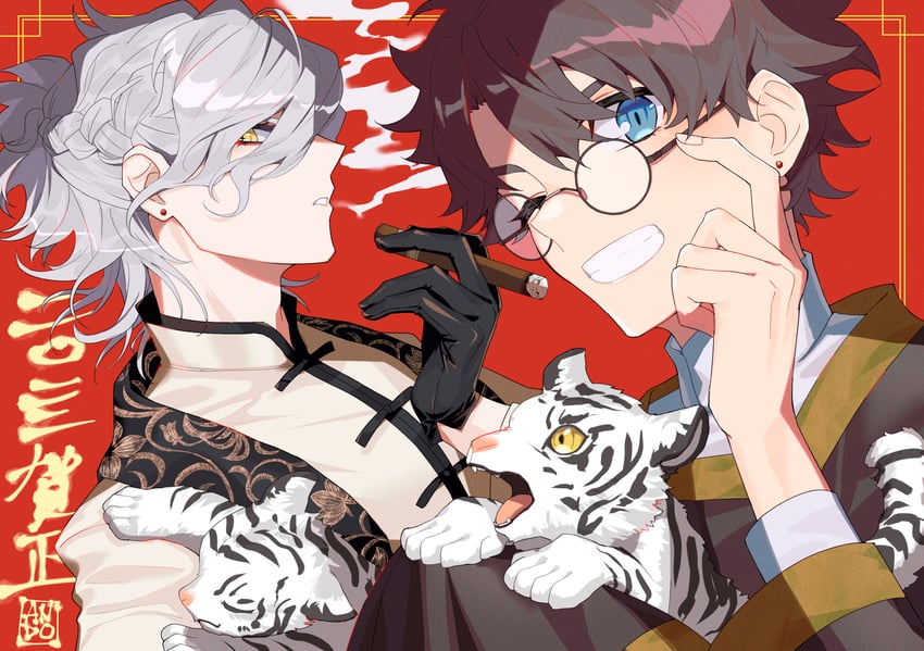 fujimaru ritsuka and edmond dantes (fate and 1 more) drawn by amiamikaokao
