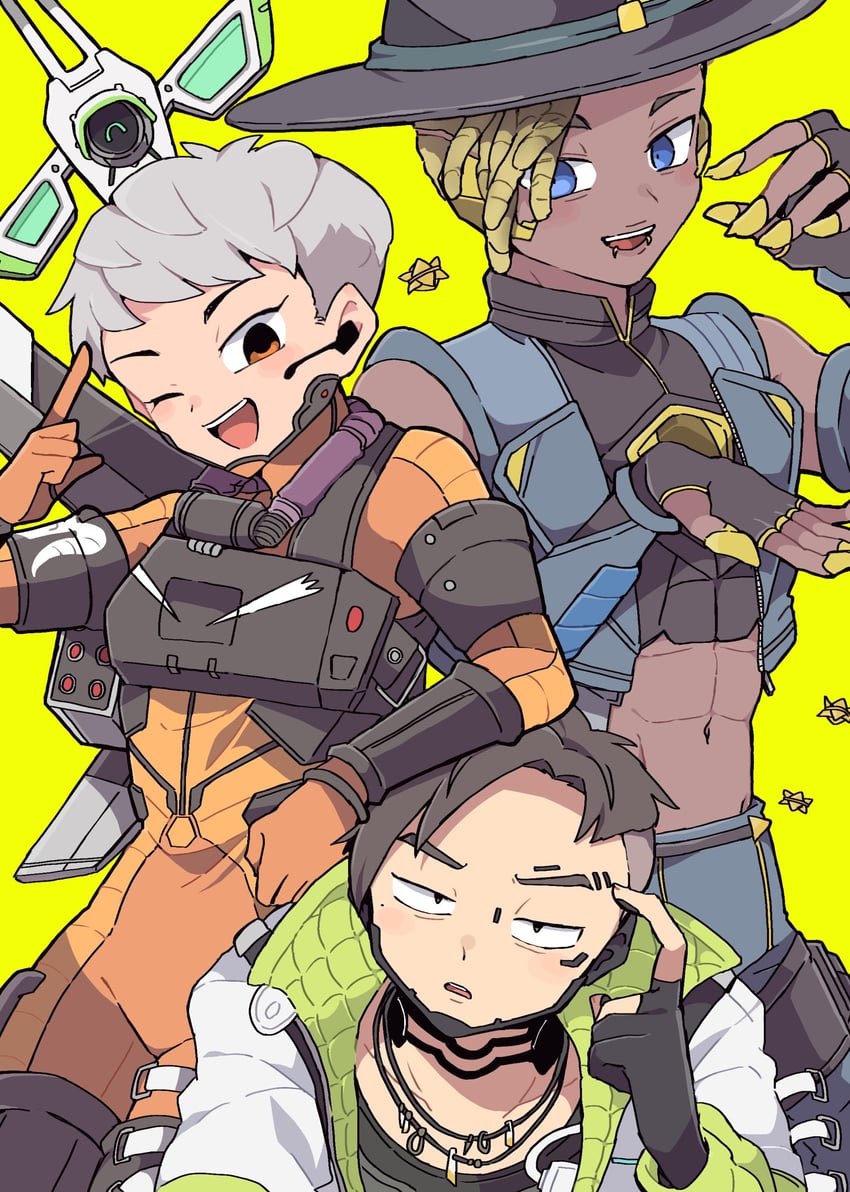 wattson, crypto, valkyrie, nessie, hack, and 2 more (apex legends) drawn by nojima_minami