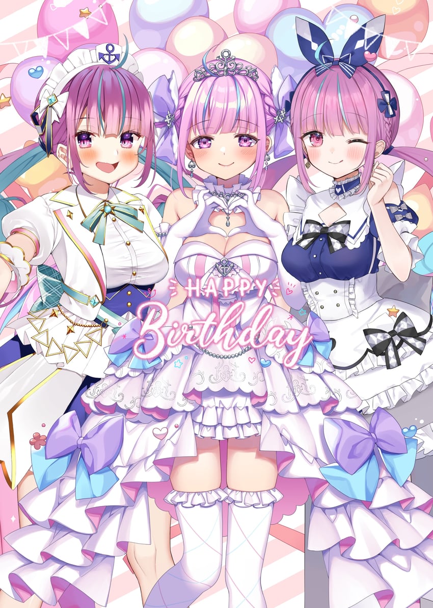 minato aqua (hololive) drawn by kashiba_aira, shokorate, and tatsuyoshi_(zawahomura)