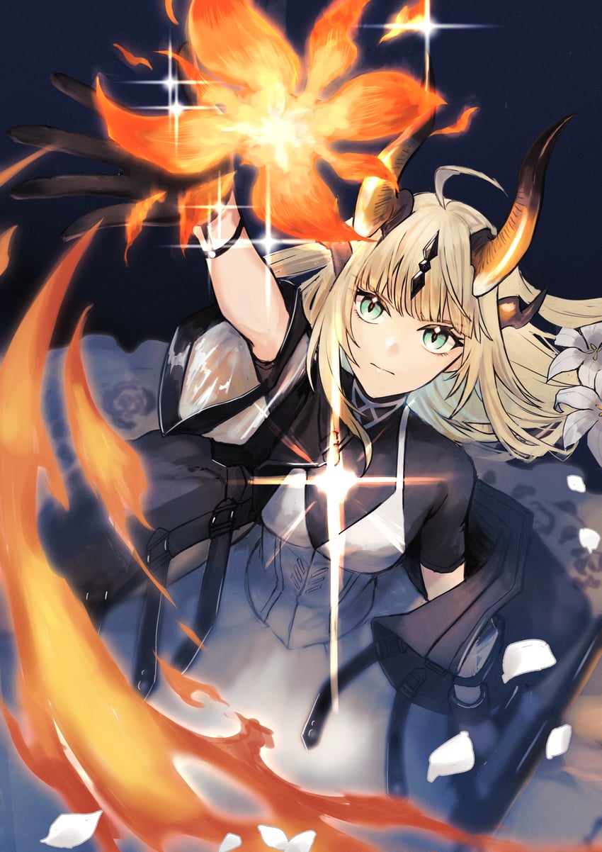 reed and reed the flame shadow (arknights) drawn by nora_(le-chat-noir)
