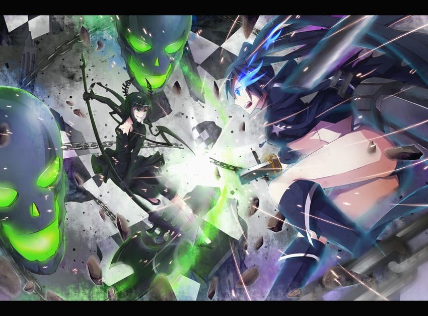 black rock shooter and dead master (black rock shooter) drawn by puuzaki_puuna