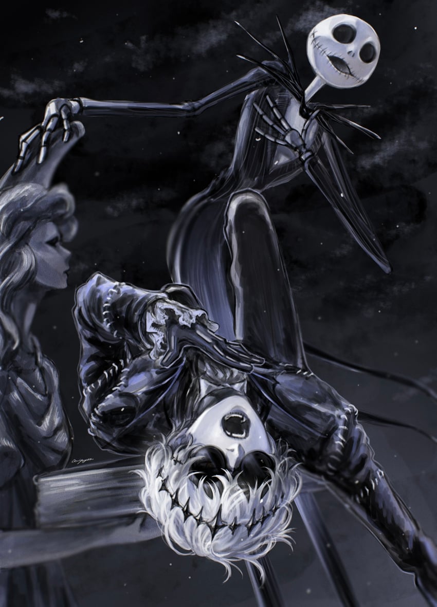 jack skellington and skully j. graves (twisted wonderland and 1 more) drawn by aripyon
