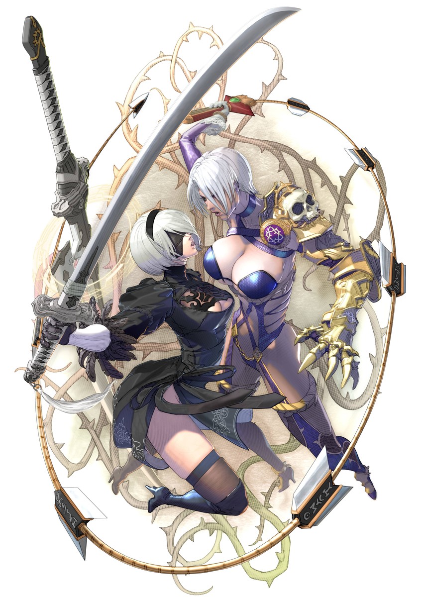 2b and isabella valentine (nier and 3 more) drawn by kawano_takuji