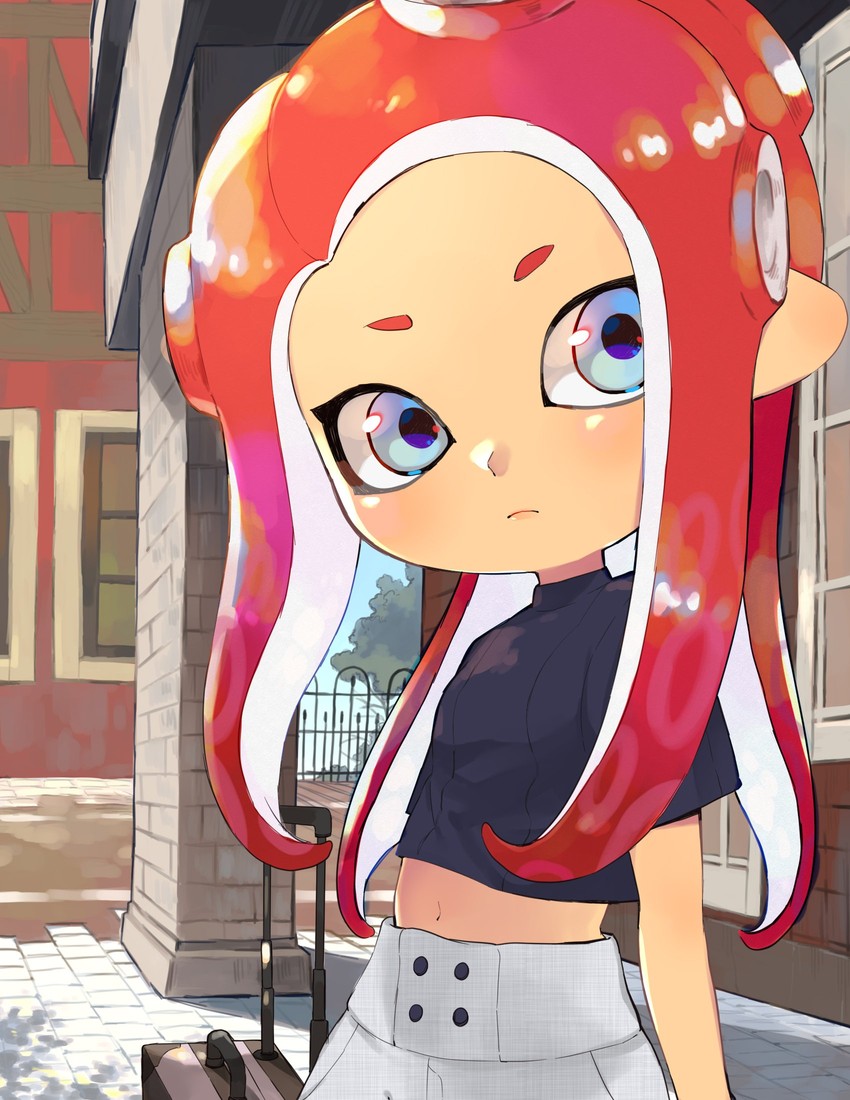 octoling player character and octoling girl (splatoon and 1 more) drawn by kinagi_(3307377)
