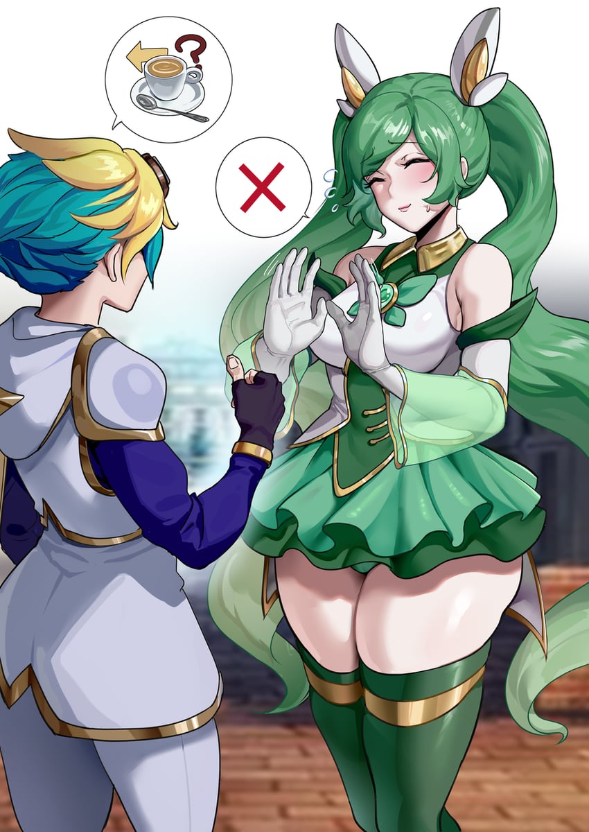 sona, ezreal, star guardian ezreal, and star guardian sona (league of legends) drawn by b.sa_(bbbs)