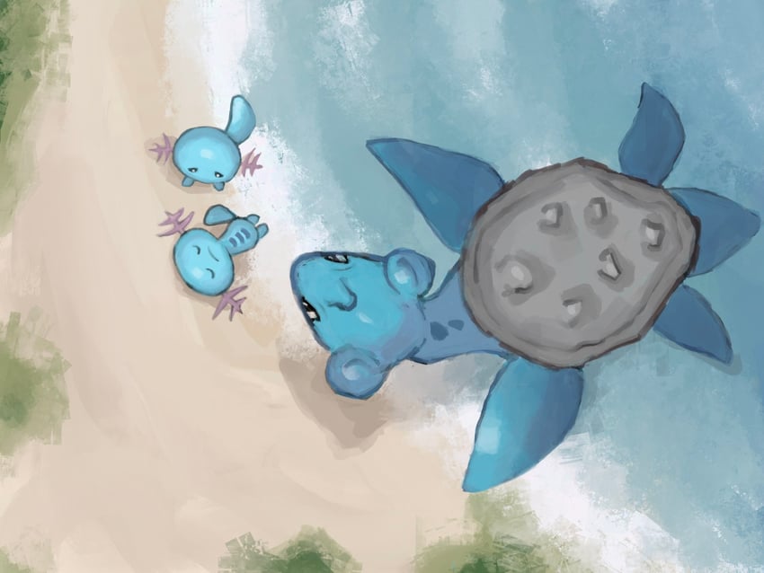 lapras and wooper (pokemon and 2 more) drawn by panha