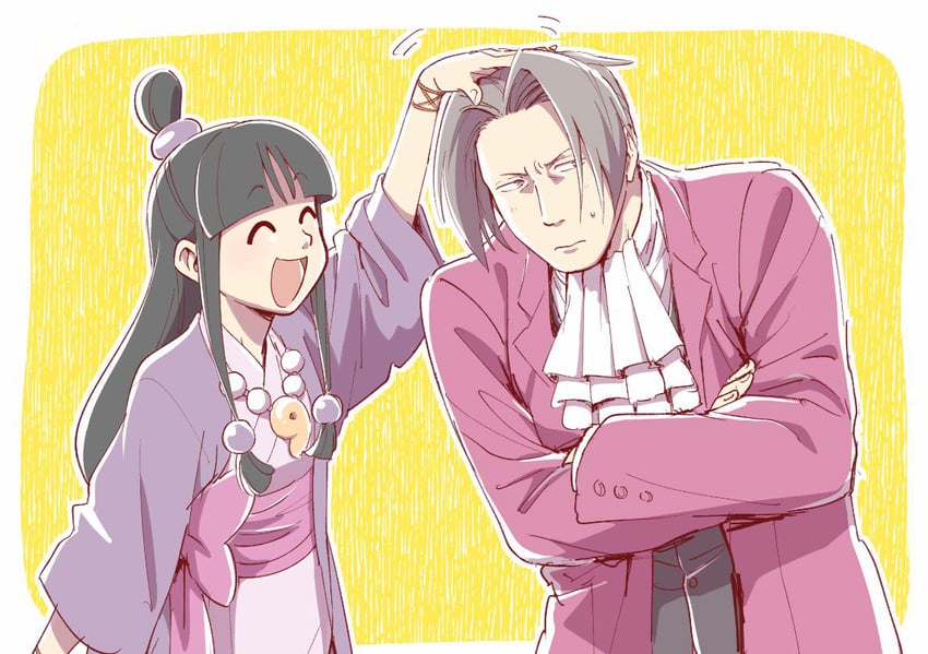 miles edgeworth and maya fey (ace attorney) drawn by taba_(tb_gya)