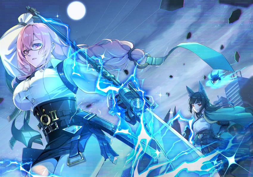 hoshimi miyabi and tsukishiro yanagi (zenless zone zero) drawn by azukimaru