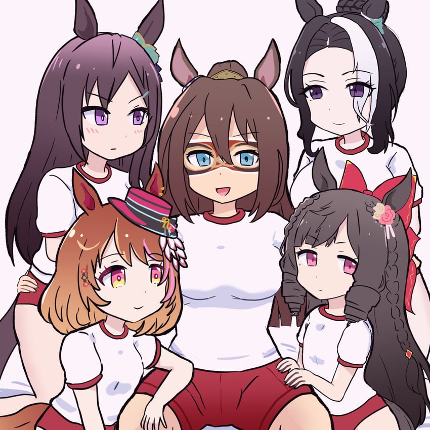 mejiro dober, el condor pasa, mejiro ramonu, daiichi ruby, and north flight (umamusume) drawn by izumin_(aoi_izumi)