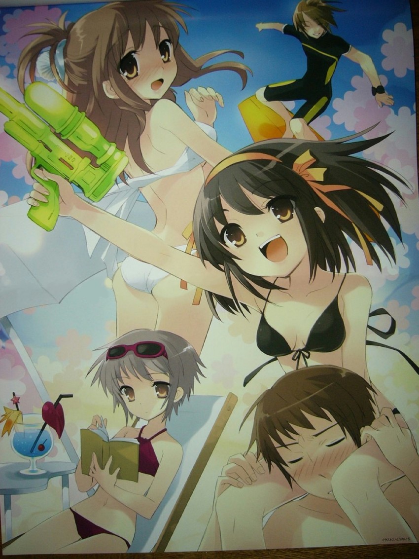 suzumiya haruhi, nagato yuki, asahina mikuru, kyon, and koizumi itsuki (suzumiya haruhi no yuuutsu) drawn by ito_noizi