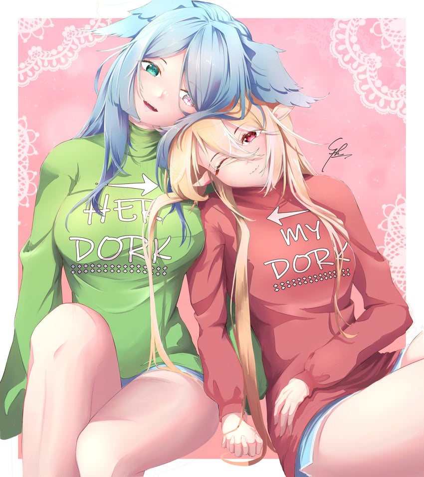 elira pendora and pomu rainpuff (nijisanji and 1 more) drawn by syxh