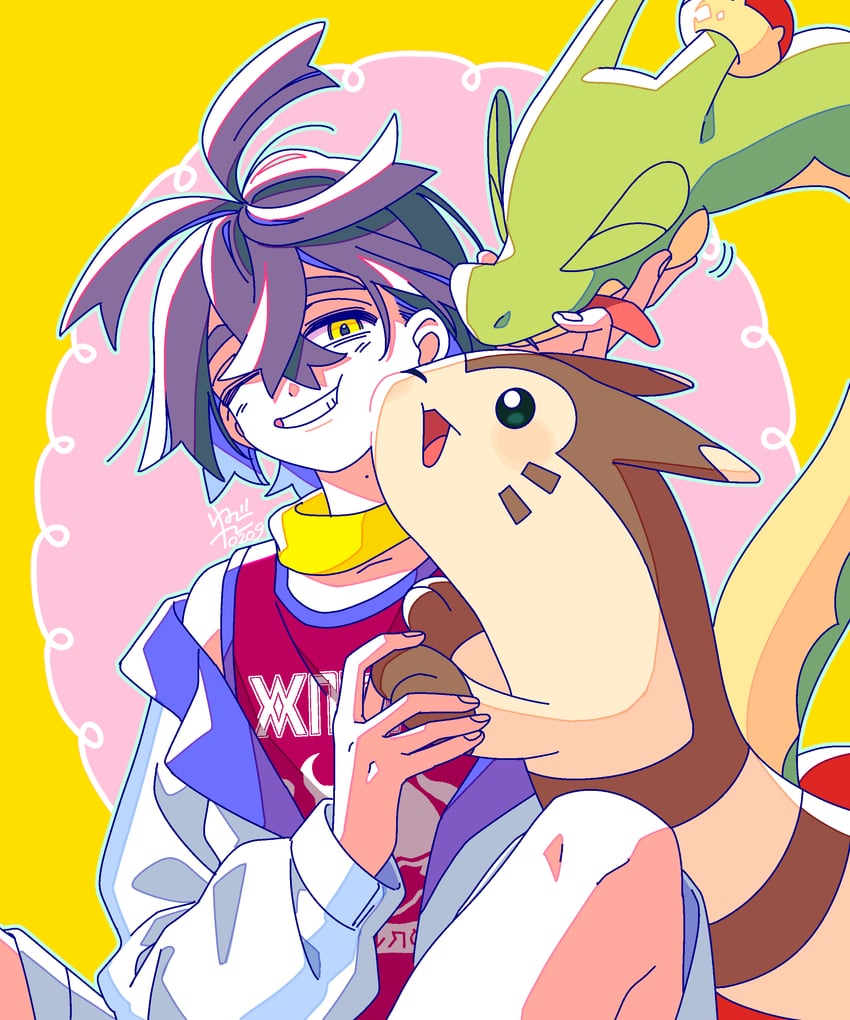 kieran, furret, and hydrapple (pokemon and 1 more) drawn by 4lily