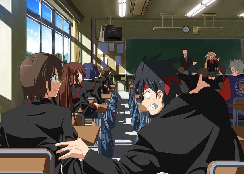 natsume rin, naoe riki, tokido saya, inohara masato, and miyazawa kengo (little busters!) drawn by k3_(dolphin_brain)