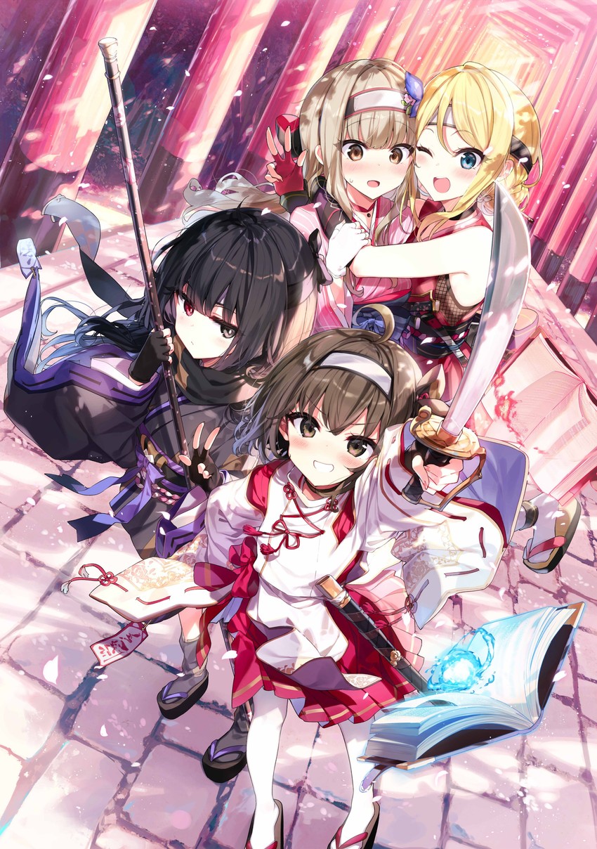 sasagasa sasara, nagare ruru, hitsujiya meiko, and arikamo shiren (chikyuu-san wa level up shimashita!) drawn by shnva