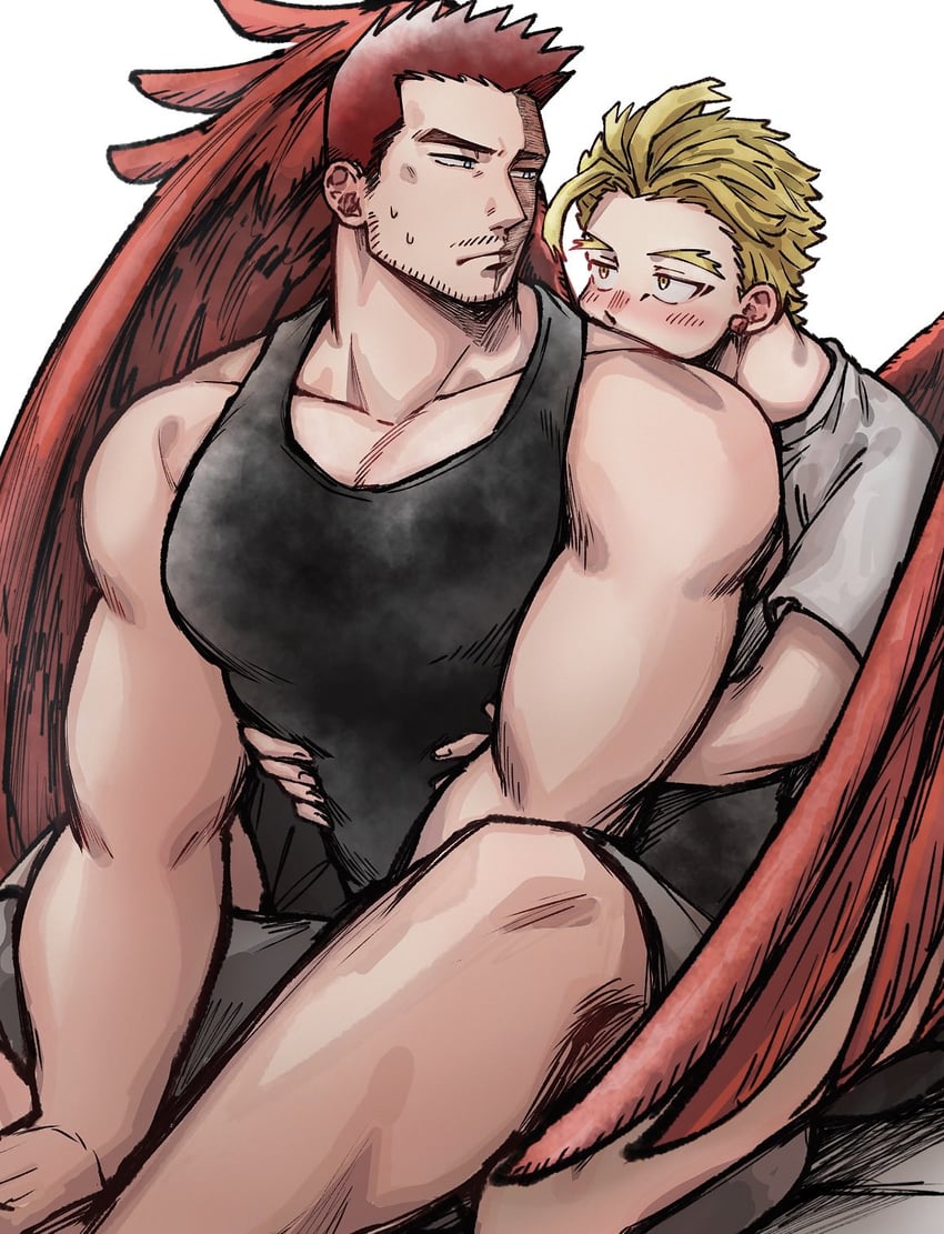 endeavor and hawks (boku no hero academia) drawn by yama_21