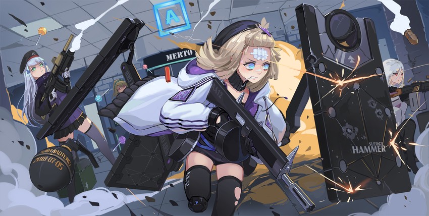 hk416, aa-12, sv-98, and pk (girls' frontline and 2 more) drawn by sima_naoteng