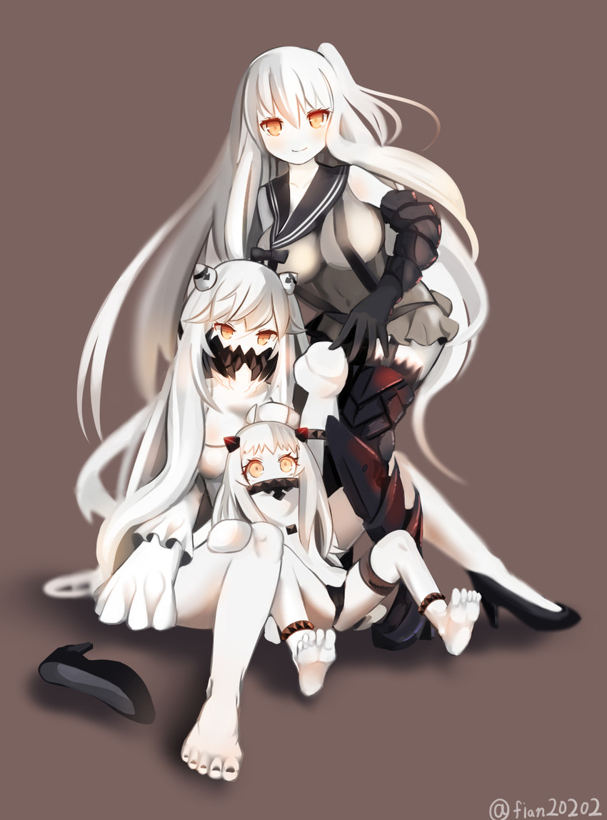 northern ocean princess, midway princess, and aircraft carrier oni (kantai collection) drawn by onasuba