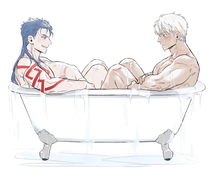 cu chulainn and archer (fate and 2 more) drawn by 5_horulu