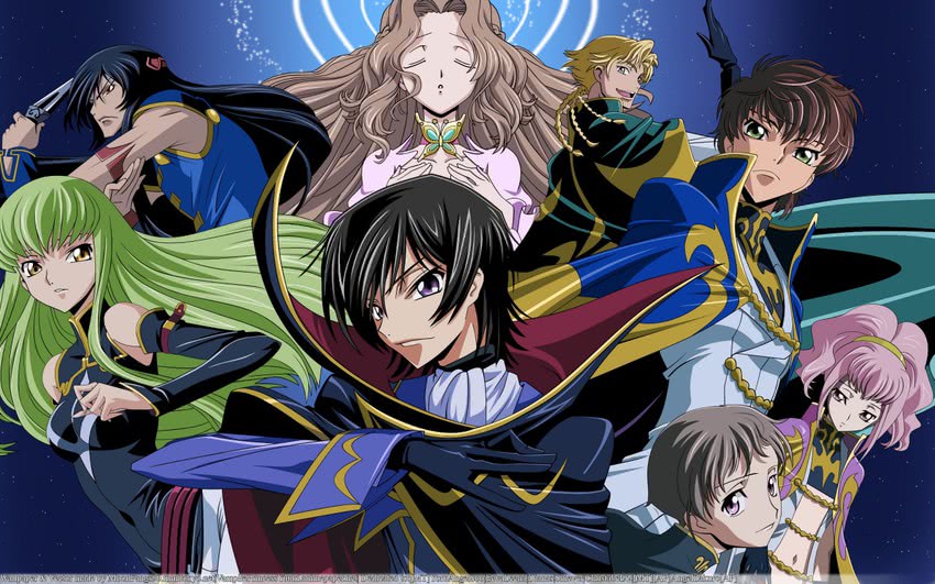 c.c., lelouch vi britannia, kururugi suzaku, nunnally vi britannia, anya alstreim, and 3 more (code geass) drawn by kimura_takahiro