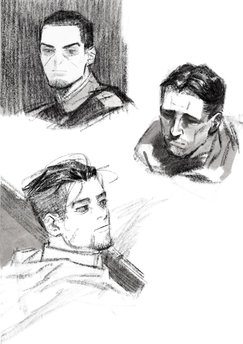 ogata hyakunosuke, tsukishima hajime, and kikuta mokutaro (golden kamuy) drawn by chengongzi123
