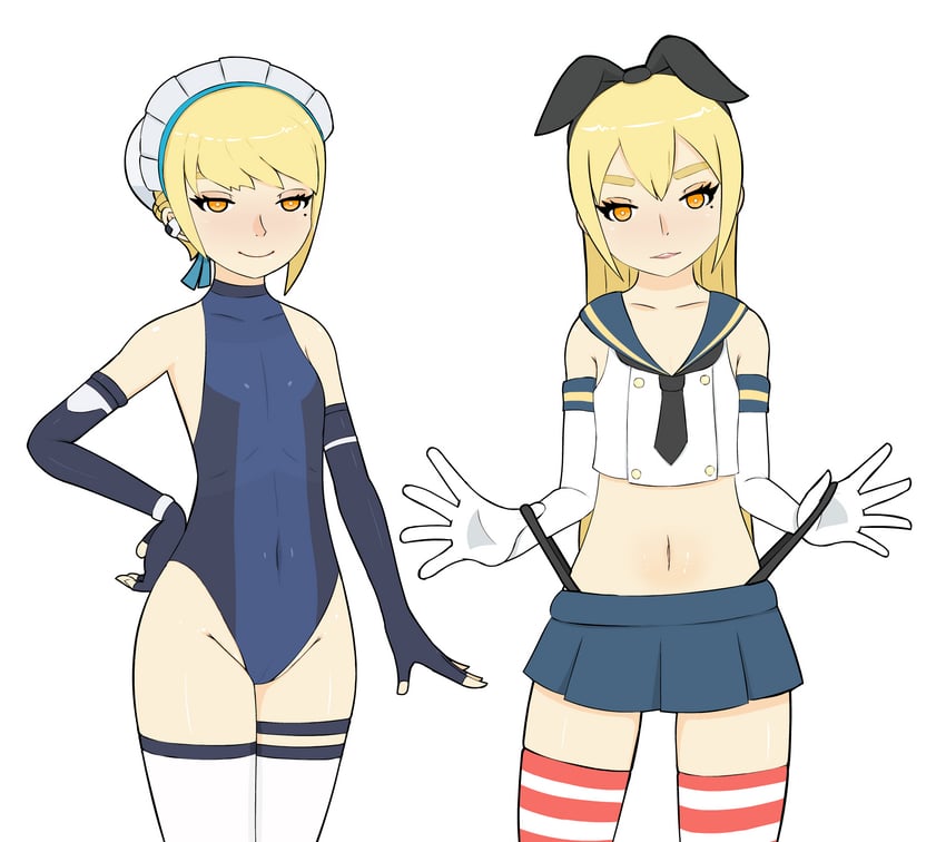 shimakaze, toki, and mari gold (original and 2 more) drawn by rong_rong