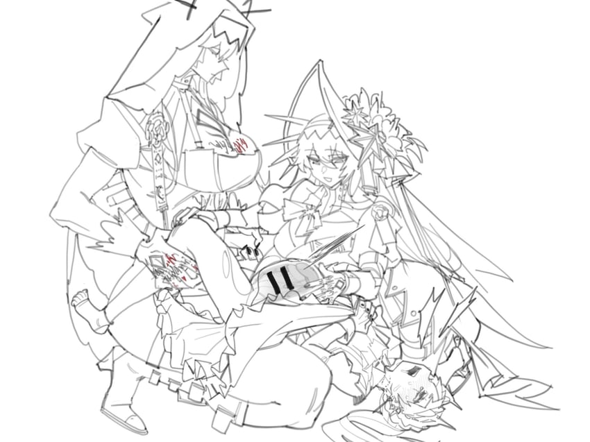 specter, irene, and specter the unchained (arknights and 1 more) drawn by hitobashira_(1746164306)