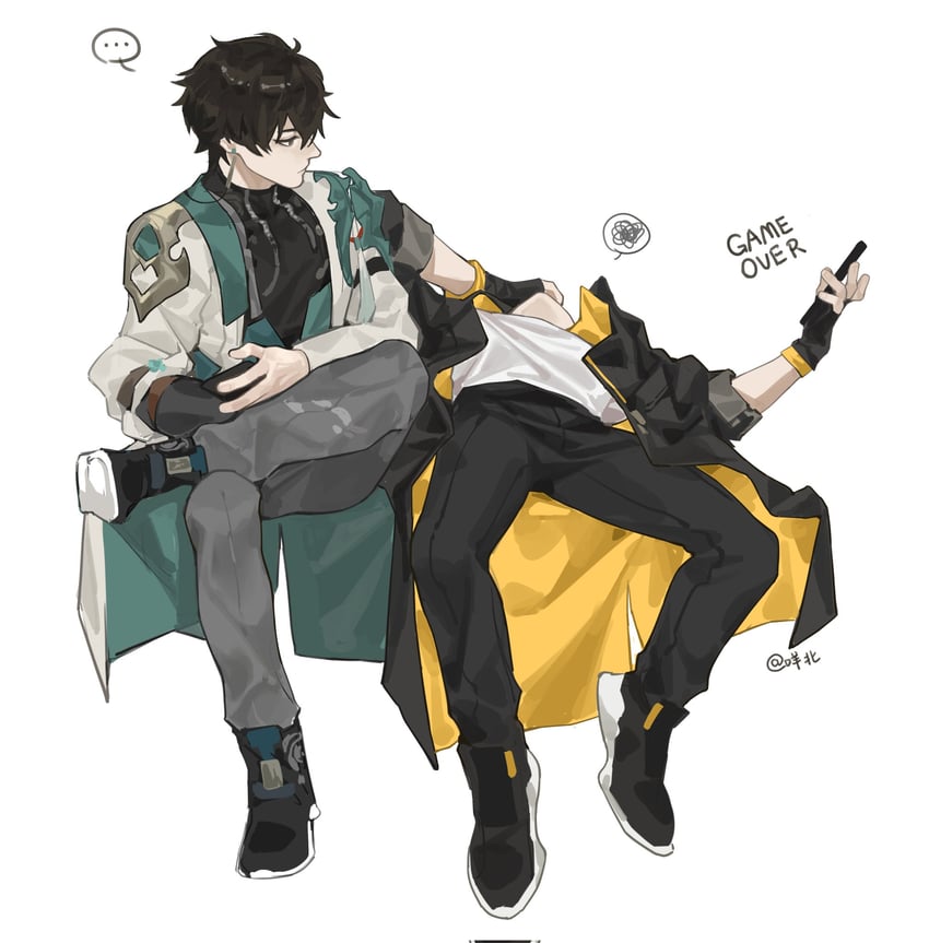 trailblazer, caelus, and dan heng (honkai and 1 more) drawn by miemiebei