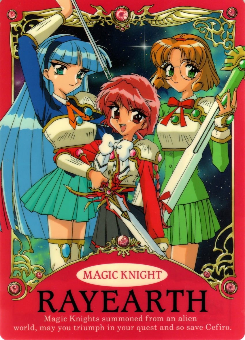 shidou hikaru, ryuuzaki umi, and hououji fuu (magic knight rayearth)