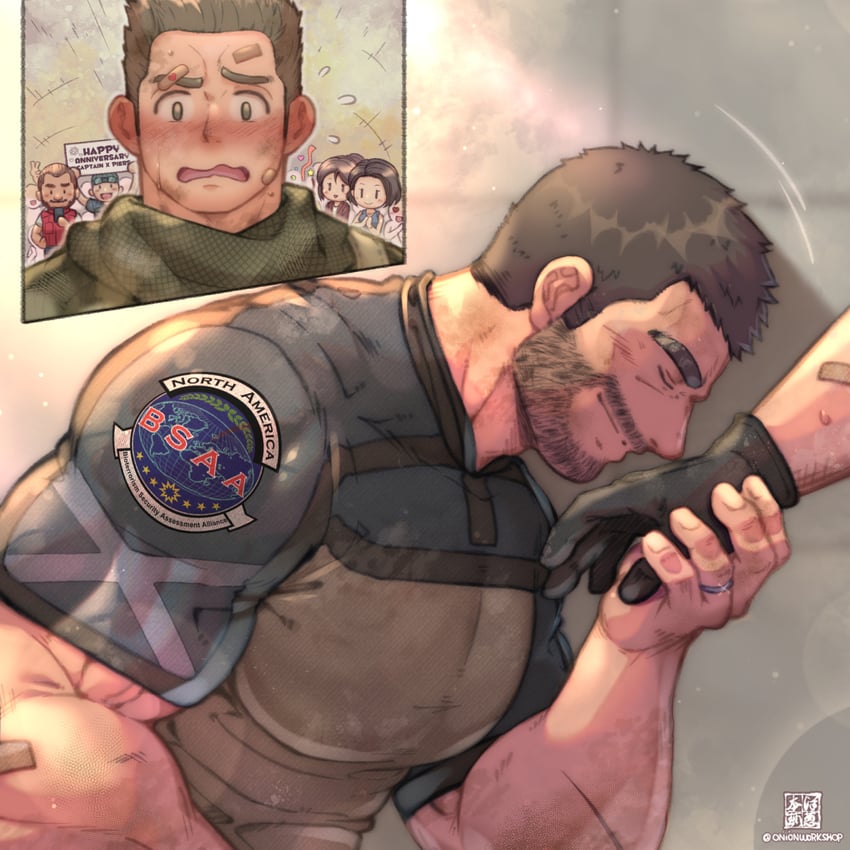 chris redfield and piers nivans (resident evil and 4 more) drawn by onionworkshop
