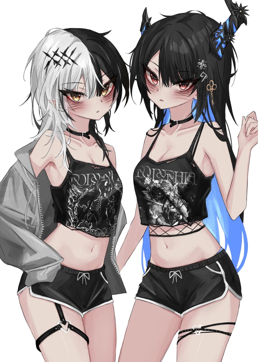 shiori novella and nerissa ravencroft (hololive and 1 more) drawn by akarinnndesu