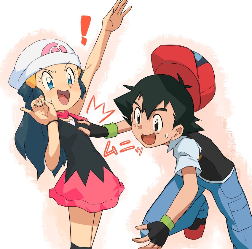 dawn and ash ketchum (pokemon) drawn by nyonn24