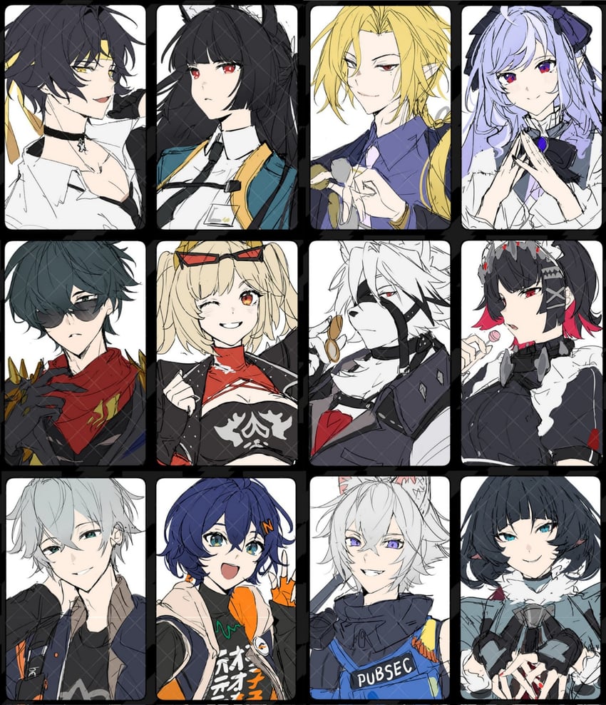 ellen joe, hoshimi miyabi, belle, jane doe, wise, and 7 more (zenless zone zero) drawn by c_ixxp