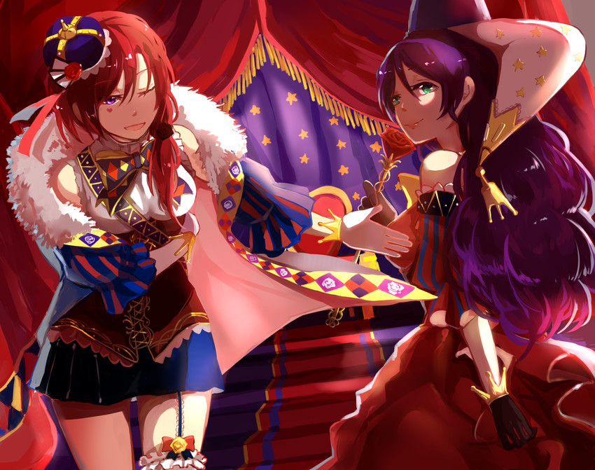 nishikino maki and tojo nozomi (love live! and 2 more) drawn by junjun_(kimi-la)