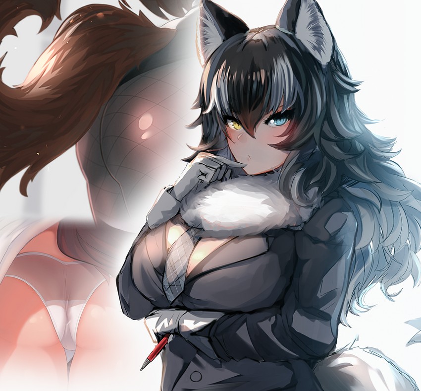 imaizumi kagerou and grey wolf (touhou and 1 more) drawn by ehrrr