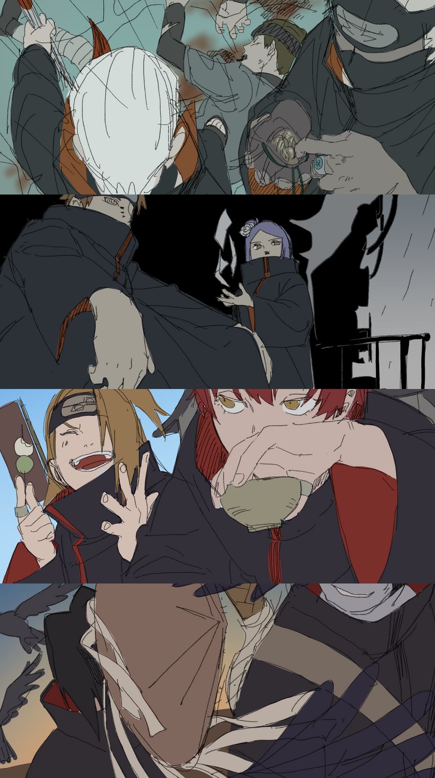 uchiha itachi, deidara, konan, sasori, hidan, and 3 more (naruto and 1 more) drawn by pnpk_1013