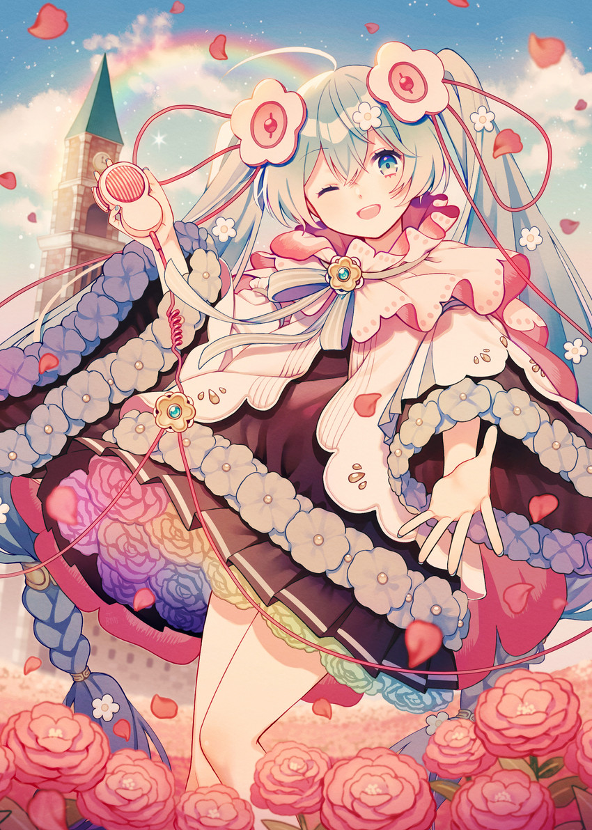 hatsune miku and magical mirai miku (vocaloid and 1 more) drawn by amagi_hana