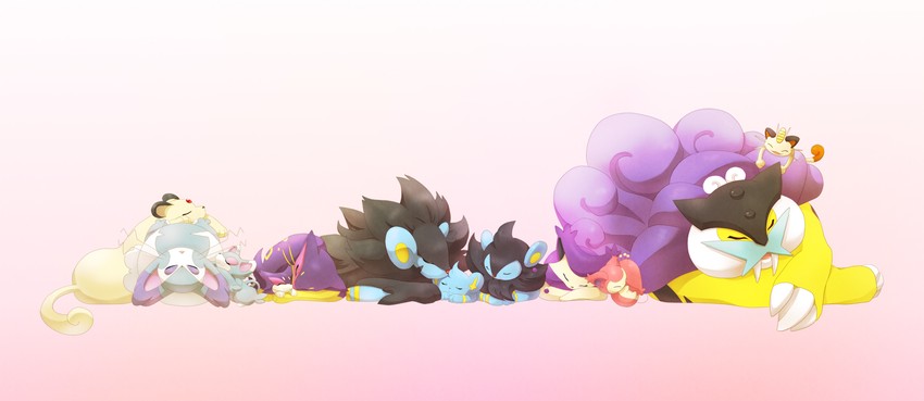 meowth, skitty, shinx, luxray, raikou, and 7 more (pokemon) drawn by lukias