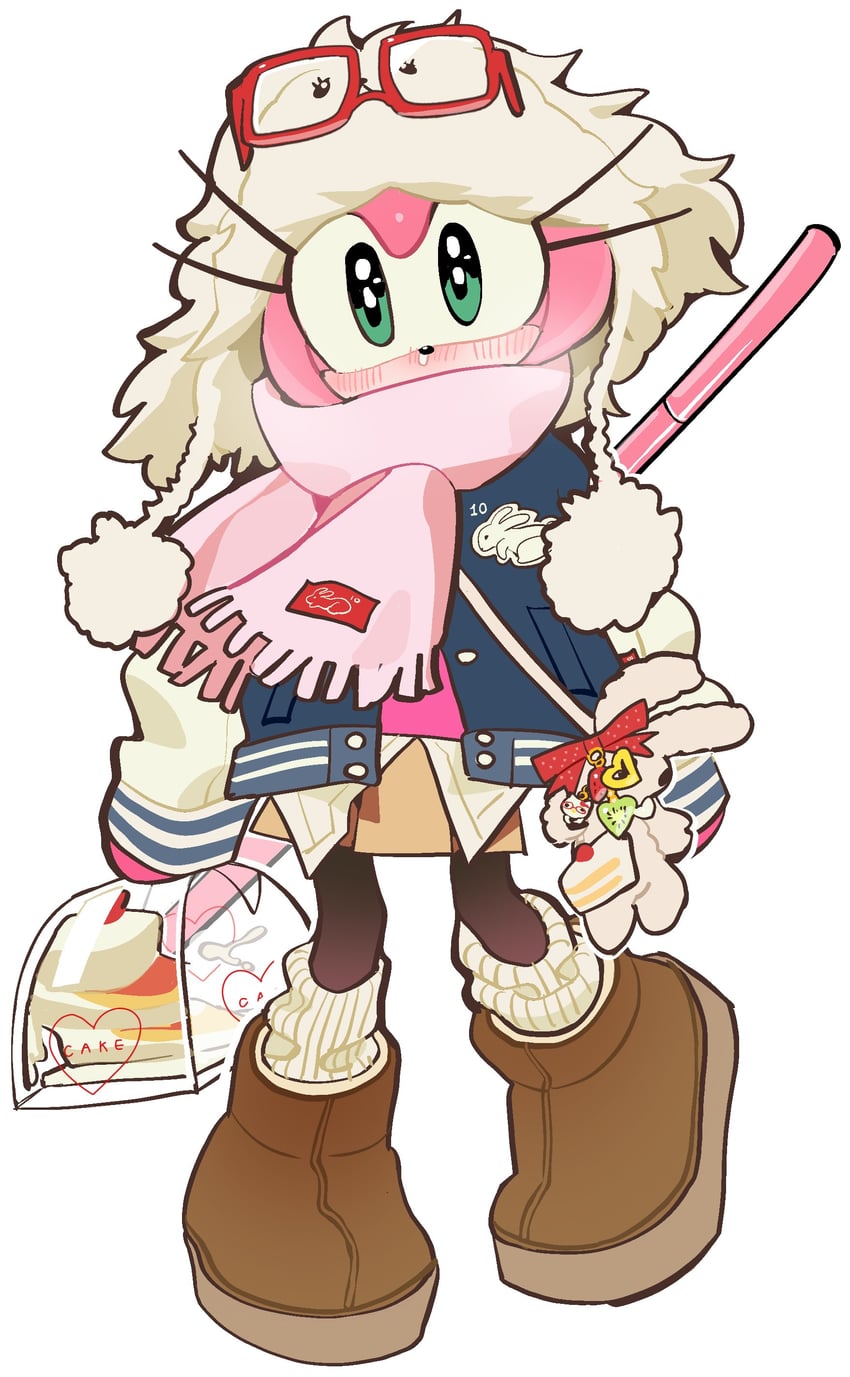 amy rose and hello kitty (sonic and 2 more) drawn by kosherea