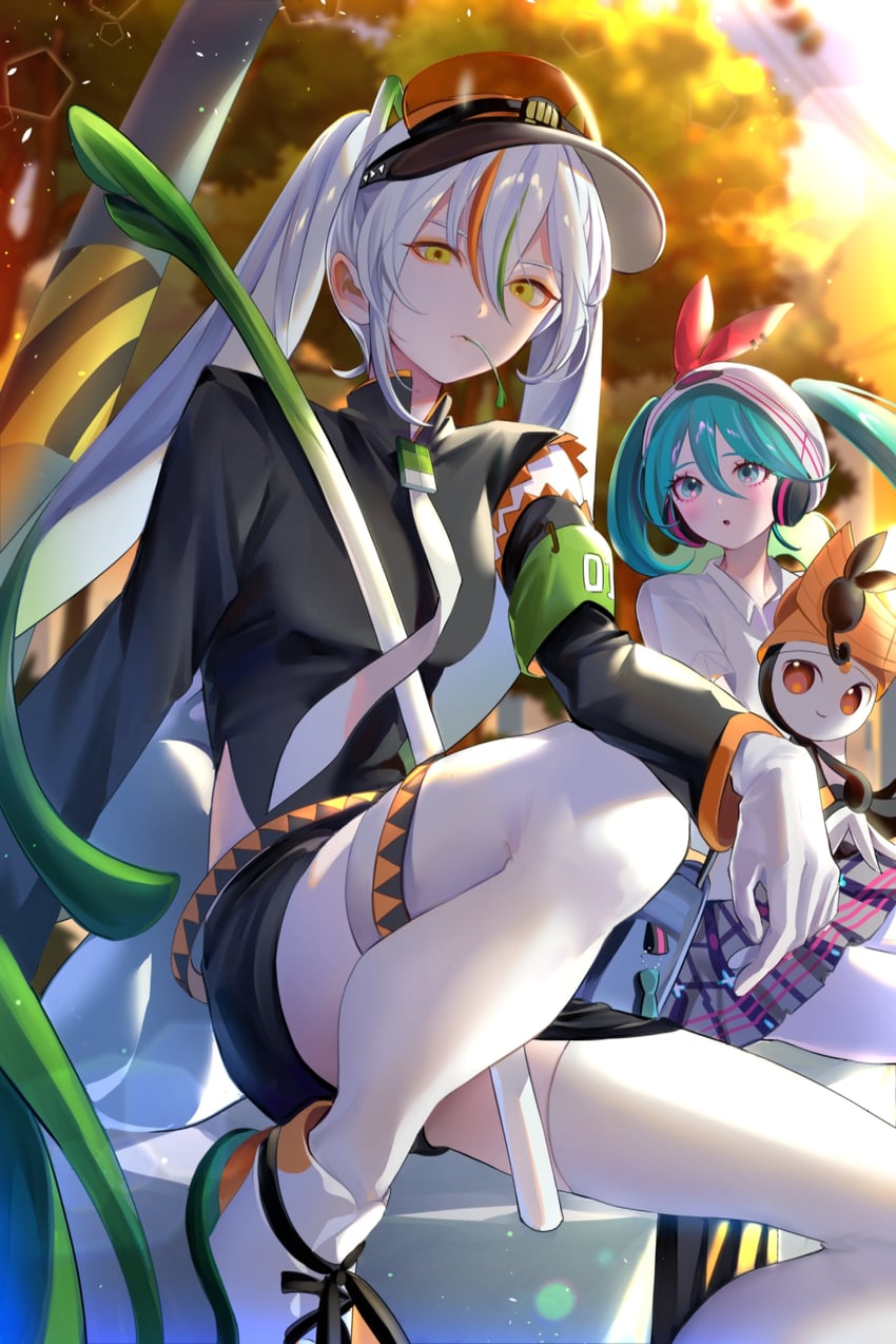 hatsune miku, meloetta, sirfetch'd, fighting miku, and psychic miku (pokemon and 2 more) drawn by jihya