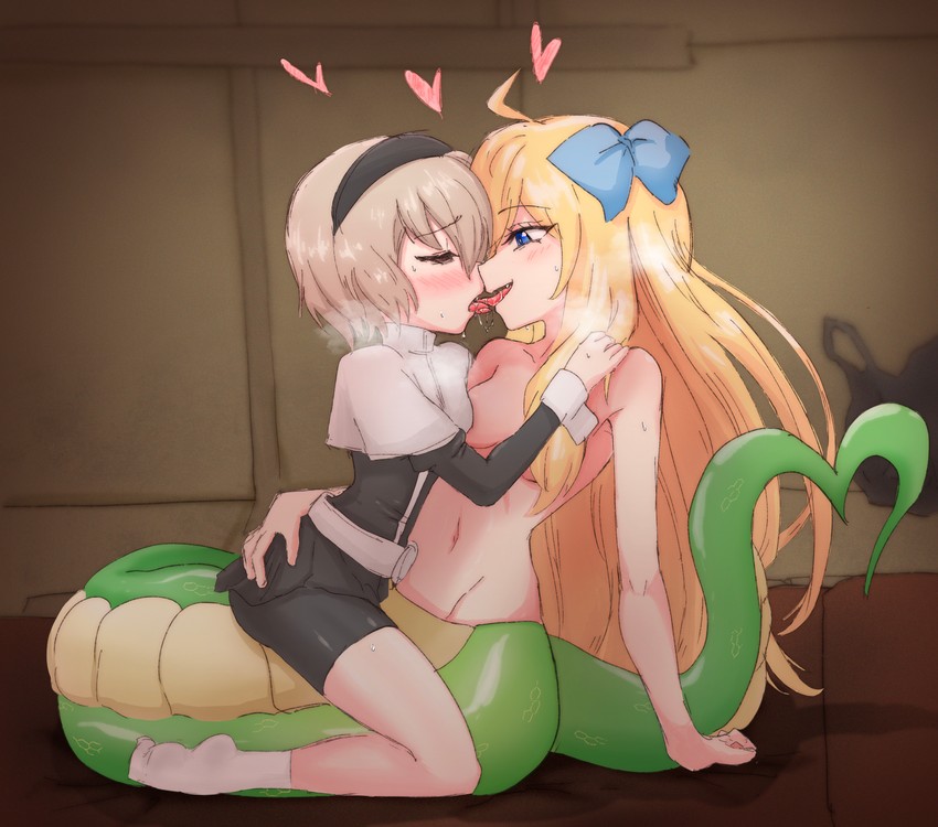 jashin-chan and pekora (jashin-chan dropkick) drawn by shino_(yaruki_nai_yatsu)