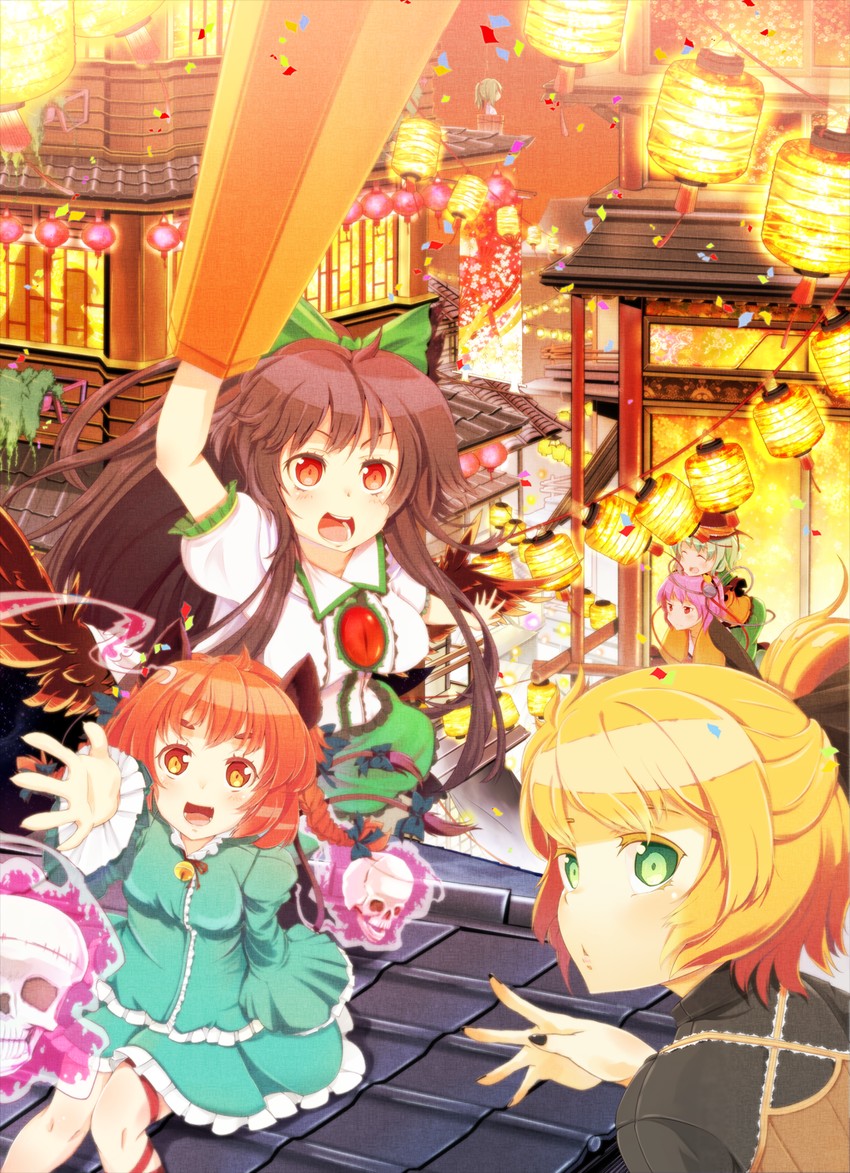 komeiji koishi, komeiji satori, kaenbyou rin, reiuji utsuho, mizuhashi parsee, and 3 more (touhou and 1 more) drawn by liking