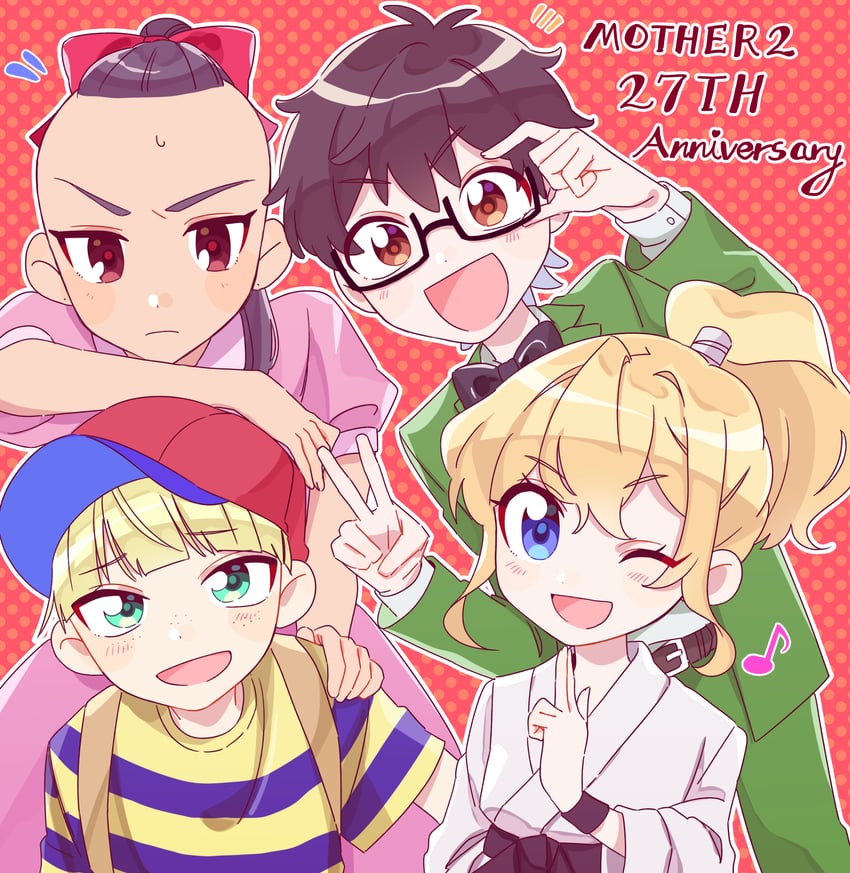 ness, paula, jeff andonuts, and poo (mother and 1 more) drawn by cyappy1022