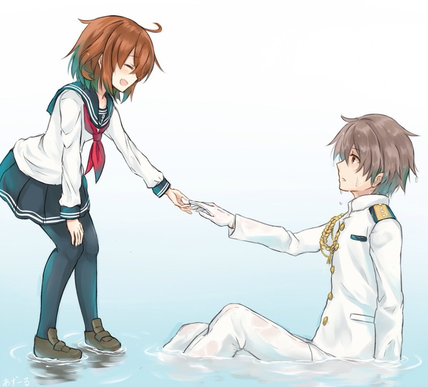 admiral and ikazuchi (kantai collection) drawn by azuuru
