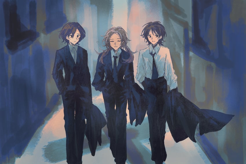 hatsutori hajime, utsugi noriyuki, and harada minoru (saibou shinkyoku) drawn by riri_teng