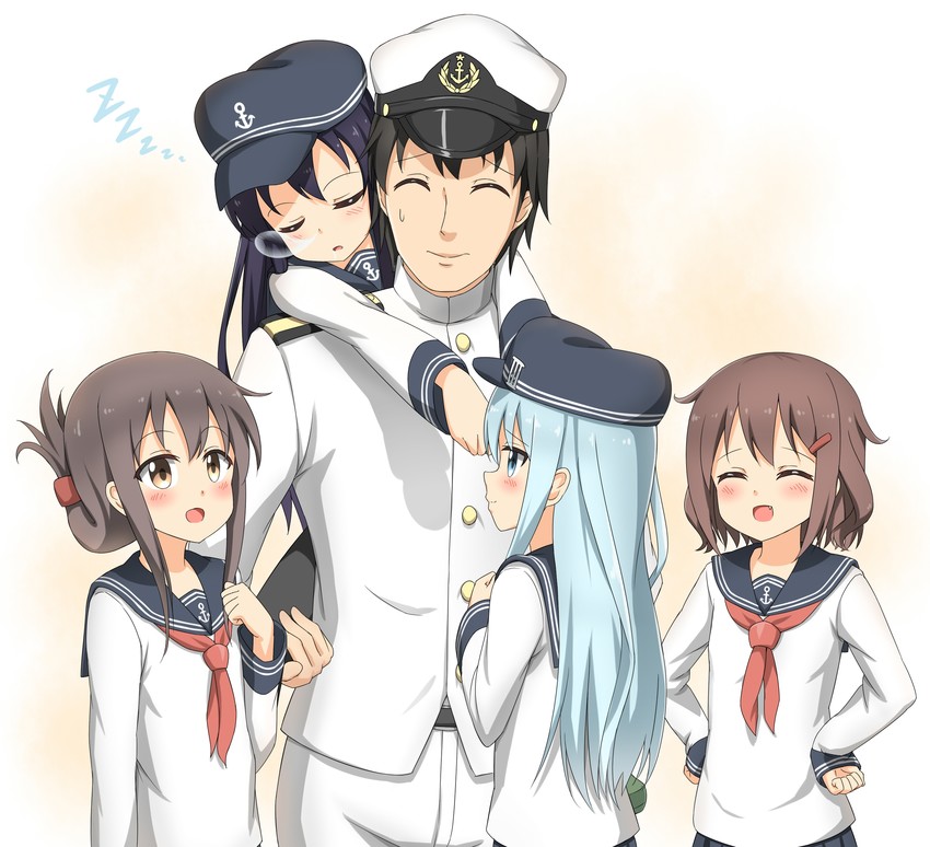admiral, hibiki, inazuma, ikazuchi, and akatsuki (kantai collection) drawn by nedia_(nedia_region)