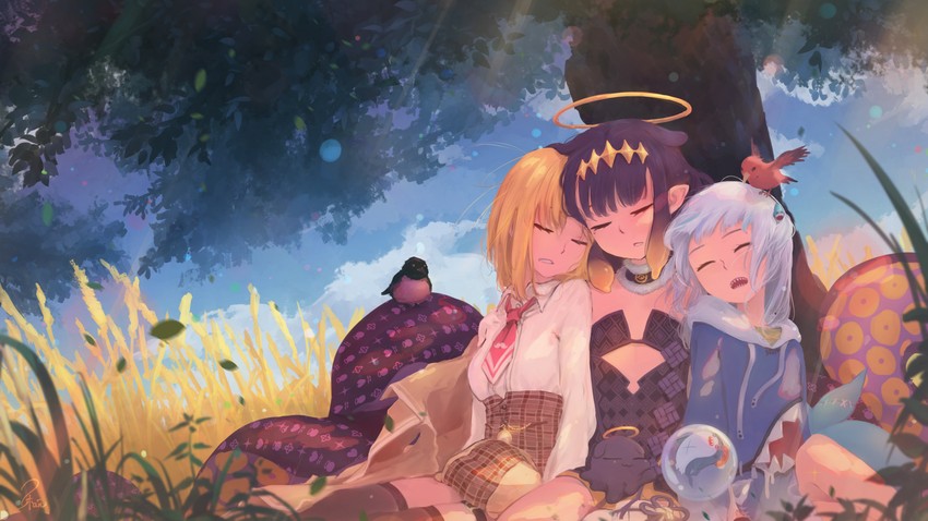 gawr gura, ninomae ina'nis, watson amelia, takodachi, and bloop (hololive and 1 more) drawn by cyasha