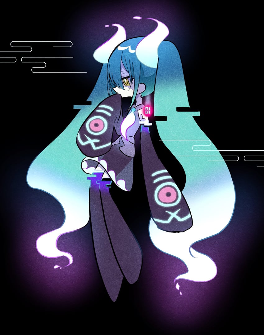 hatsune miku and ghost miku (pokemon and 2 more) drawn by maca_magic