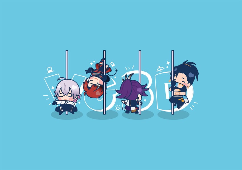 gavis bettel, machina x flayon, banzoin hakka, and josuiji shinri (holostars and 1 more) drawn by wiwiii